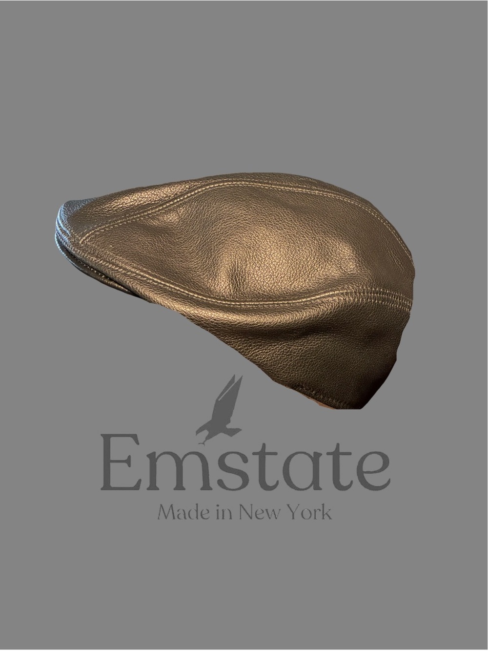 Emstate Men’s Black Pebble Ascot Ivy Leather Driving Cap - NWT
